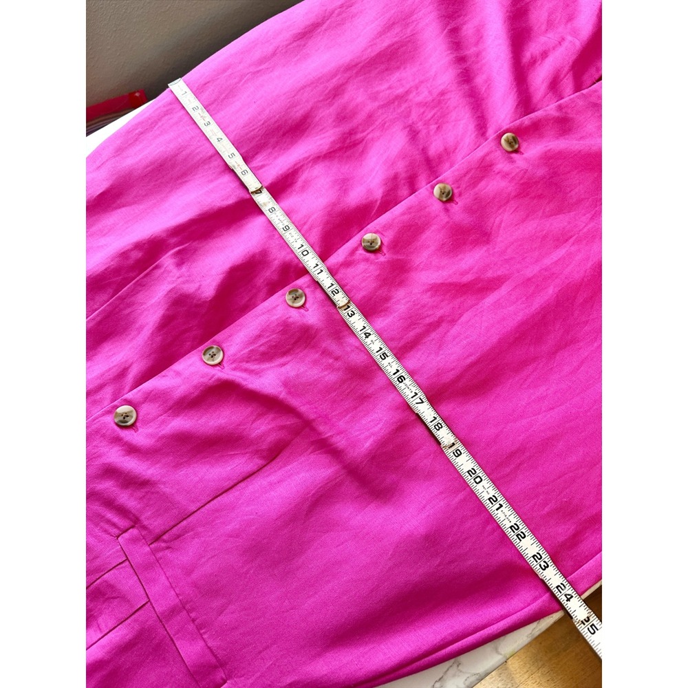Ann Taylor Fuchsia Pink Linen Blend Button Front Sleeveless Midi Dress Size 14 - Picture 13 of 13